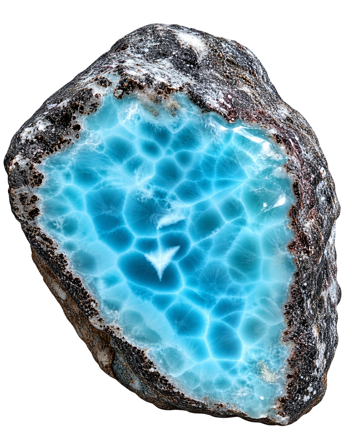 Der originale Larimar-Stein mit türkisblauer Oberfläche
